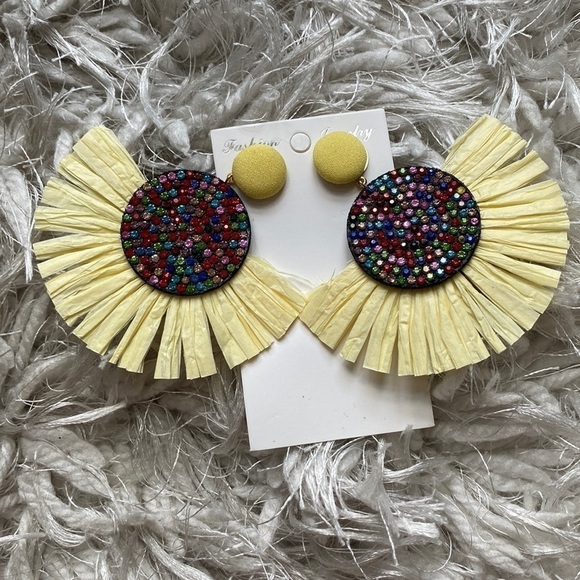 Yellow and Multi-Color Stone Earrings - Picture 1 of 5